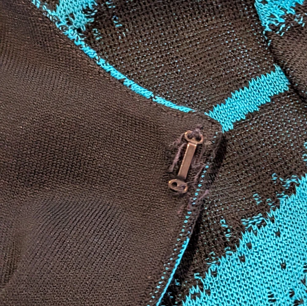 Ming Wang Women's Open Front Turquoise & Black Swirl Jacket Size XL - Picture 3 of 6